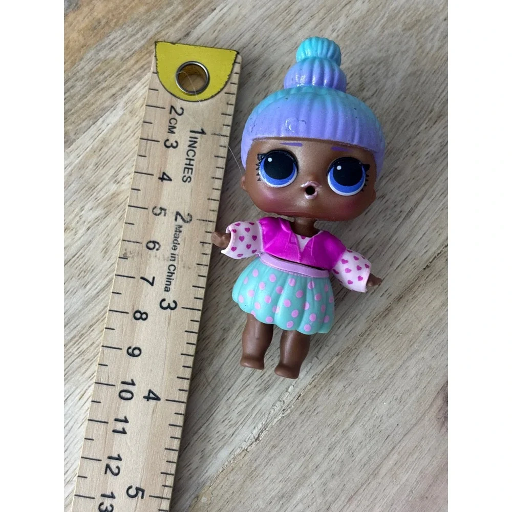 MGA LOL Surprise Doll Purple Ombre Hair Pink Teal Heart Polka Dot Outfit 3in